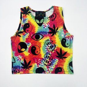 Trippy Tie Dye Crop Top Tank Size M/L